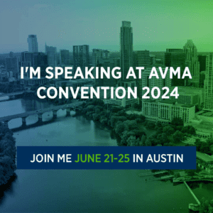 graphic that says I'm speaking at AVMA Convention